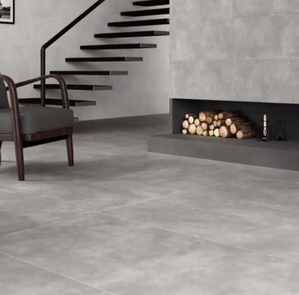 PAVIMENTO IN GRES PORCELLANATO 75x75 RETTIFICATO EFFETTO CEMENTO GRIGIO