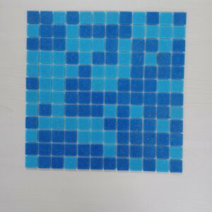 Mosaico rivestimento in pasta di vetro blu blu formato 33x33 su rete