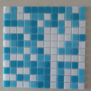 Mosaico rivestimento in pasta di vetro blu - blu bianco formato 33x33 su rete